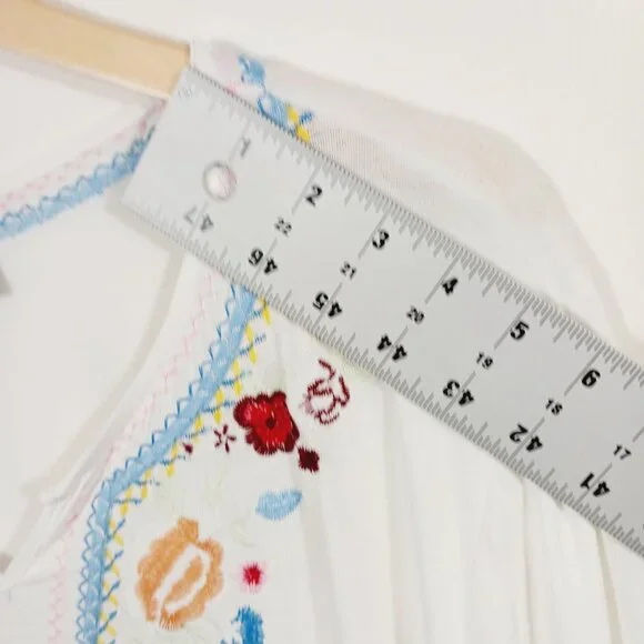 Liv Los Angeles 1X Long Sleeve Creamy White Embroidered Top, Boho, Bohemian - Picture 12 of 16